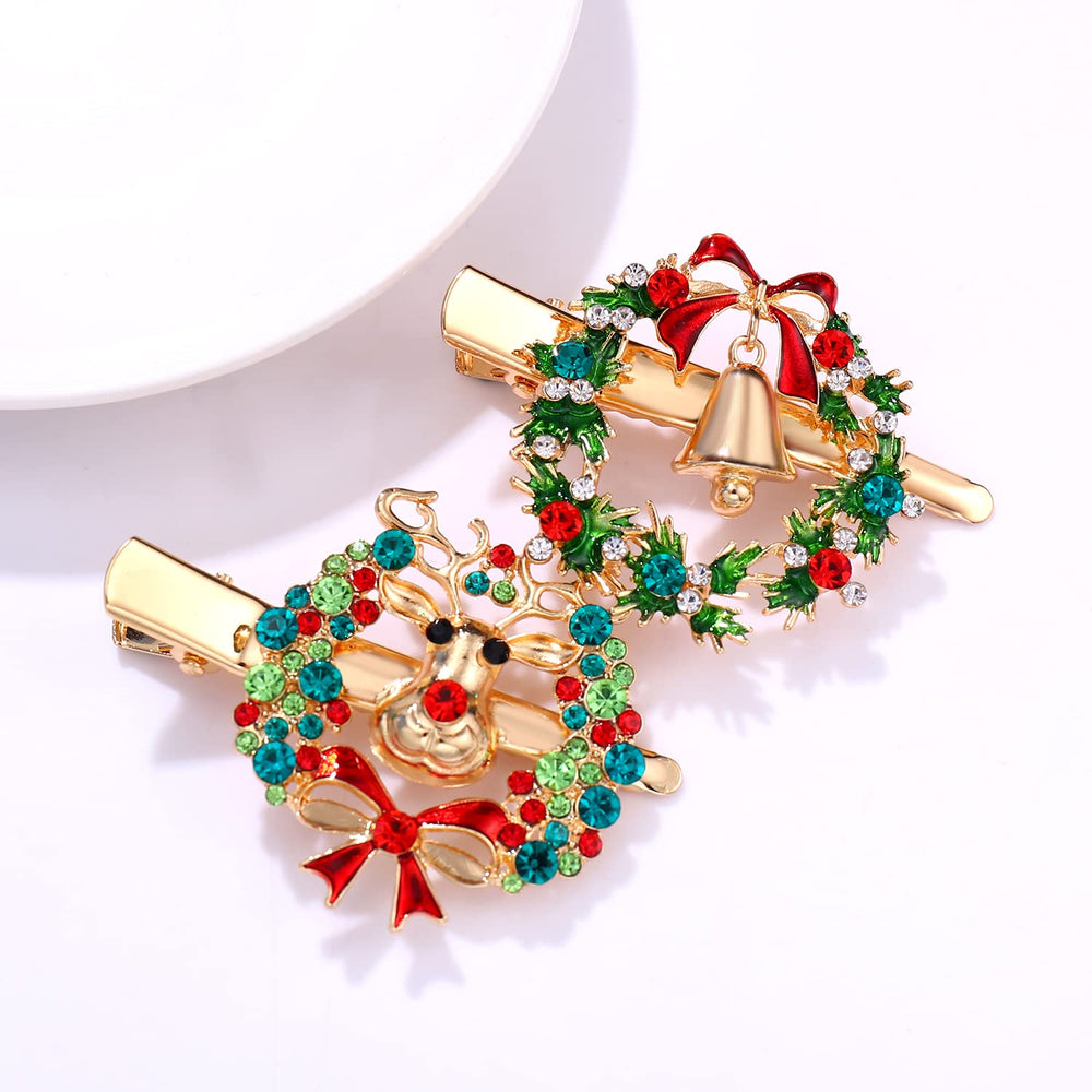 PHALIN Christmas hair clip set showing six festive styles