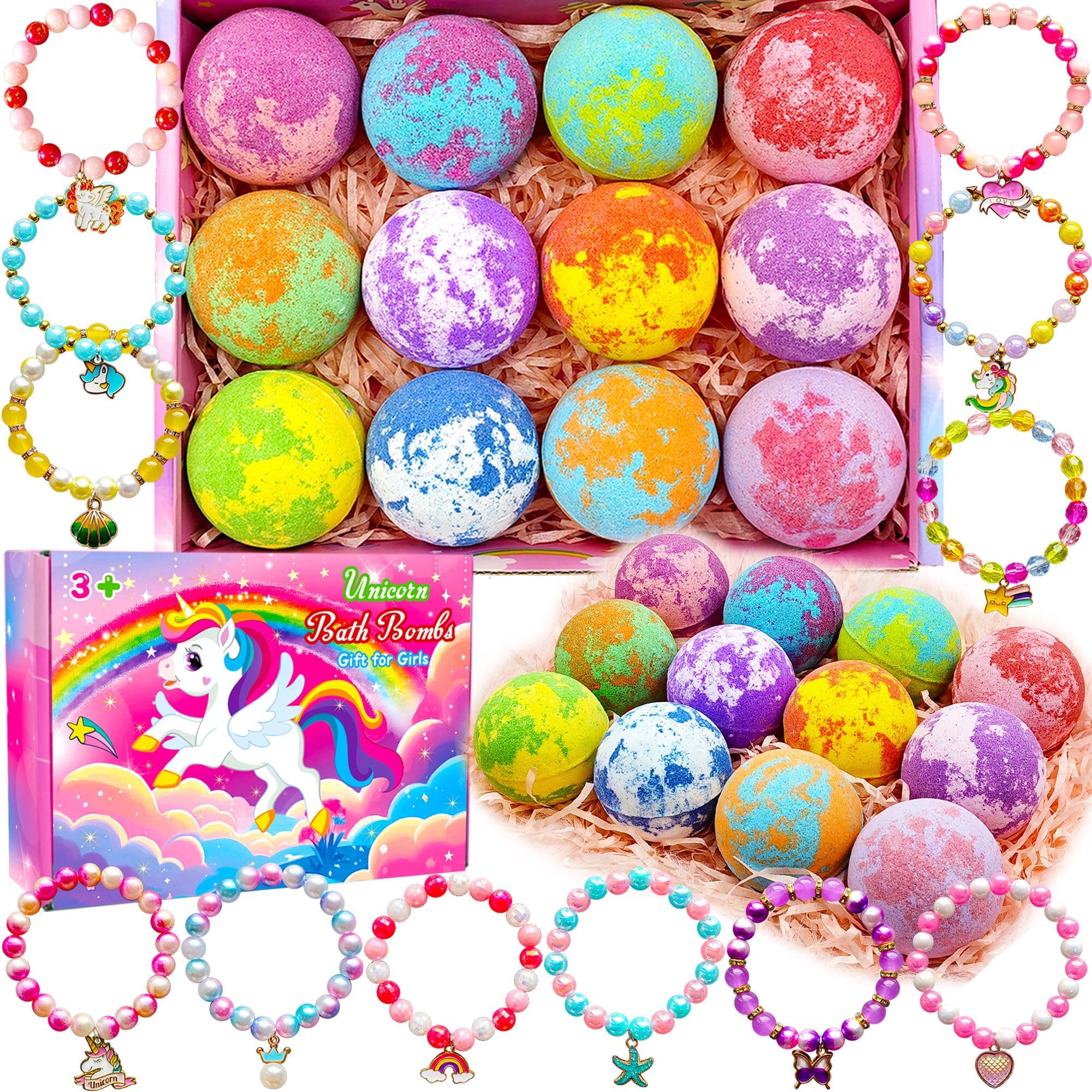 Phaorui unicorn bath bombs pack with colorful fizz for kids' bath time fun.
