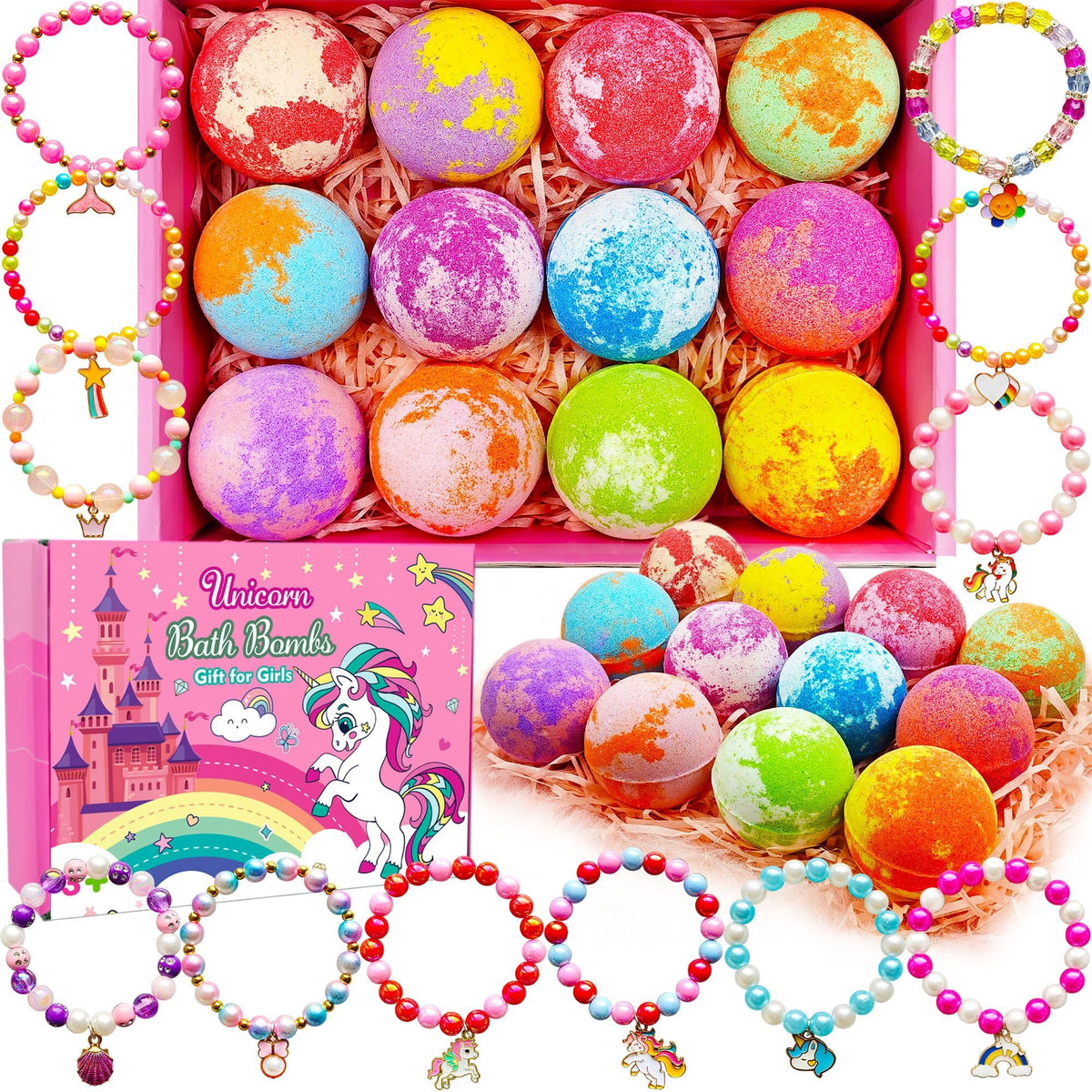 Phaorui unicorn bath bombs packaging box shows gift-ready unicorn design for gifting.