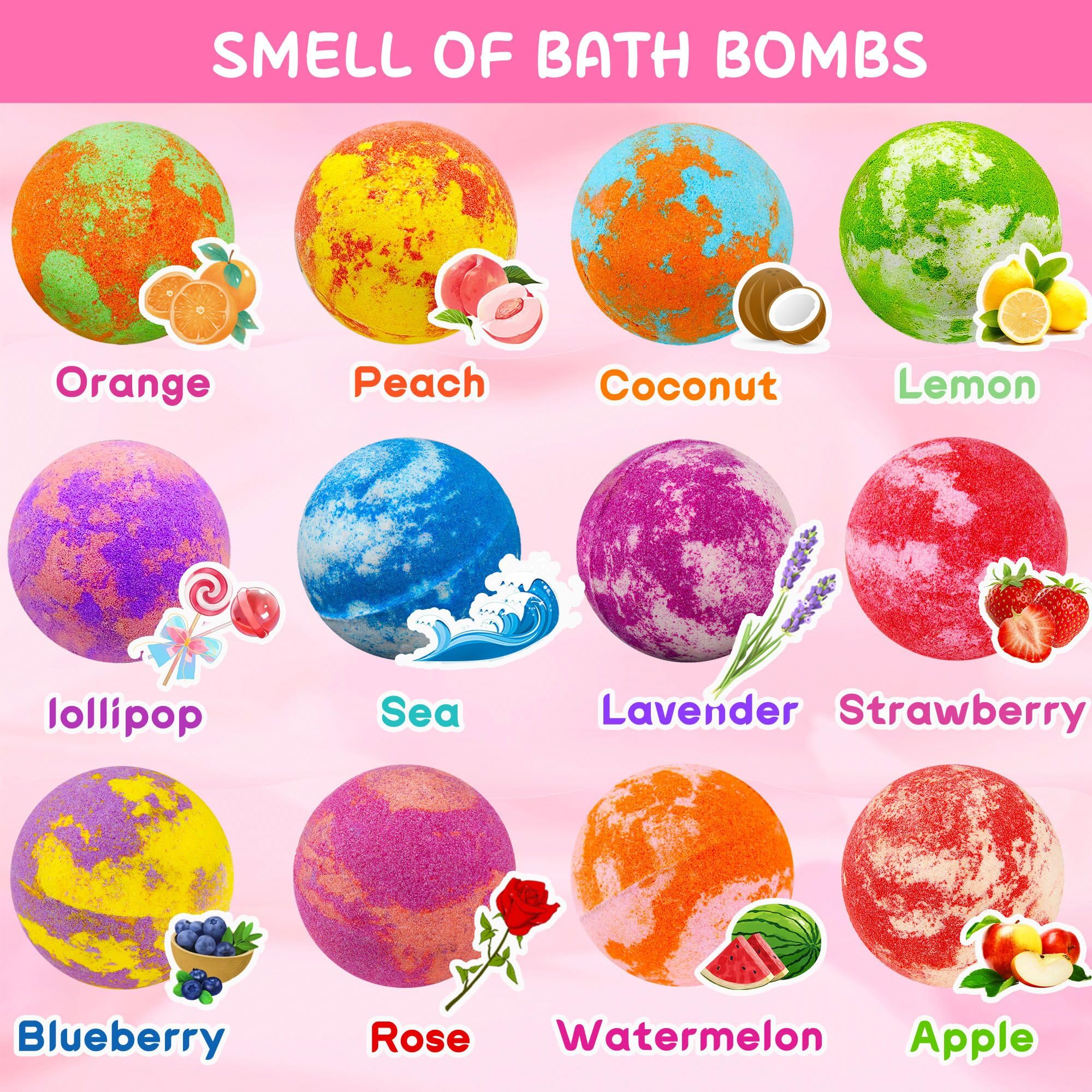 Phaorui unicorn bath bombs with toy inside reveal a bracelet during bath time.