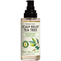 PHARM TO TABLE Tea Tree Hair Oil bottle ready for itchy scalp soothing hydration