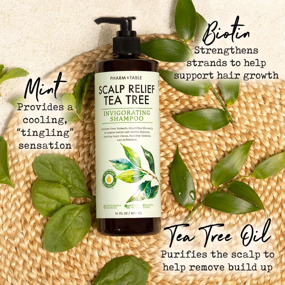 PHARM TO TABLE Tea Tree Shampoo tea-tree-oil focus highlights natural scalp nourishment