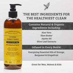 Pharmacopia Citrus Conditioner ingredients close-up with shea butter and aloe vera