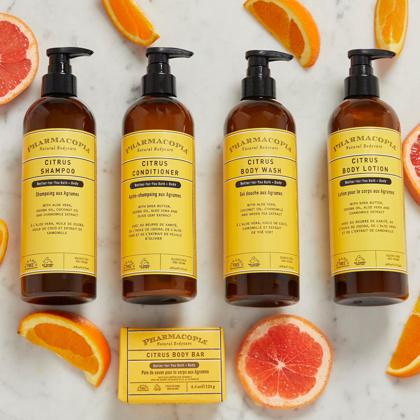 Pharmacopia Citrus Conditioner vegan cruelty-free logo for ethical hair care
