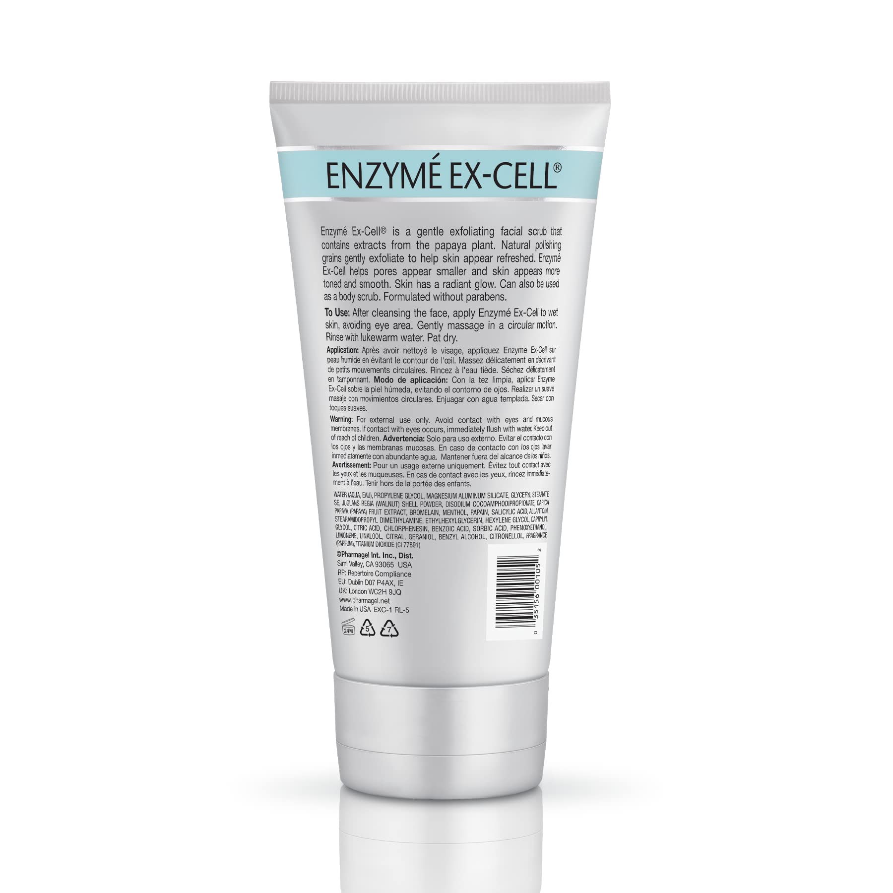 Pharmagel Enzyme Ex-Cell papaya action demonstrates enzyme-based exfoliation