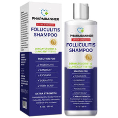 PHARMBANNER anti-fungal shampoo bottle-front for soothing scalp care
