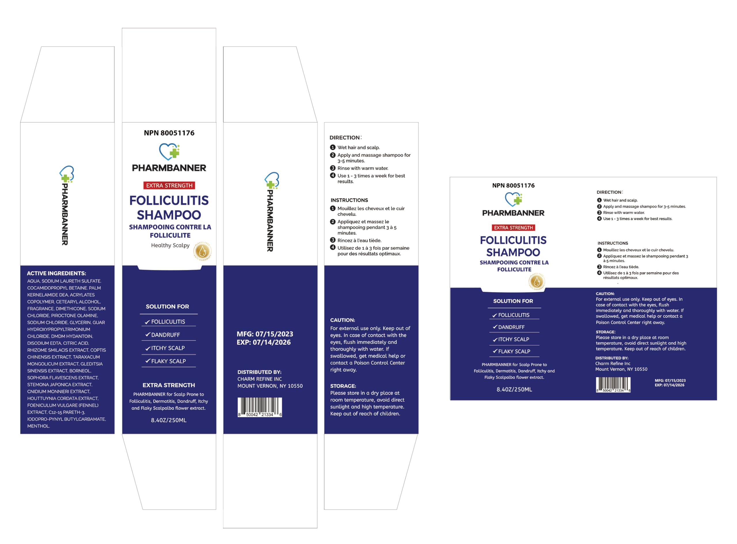 PHARMBANNER shampoo-bottle packaging displays safety and family-friendly care