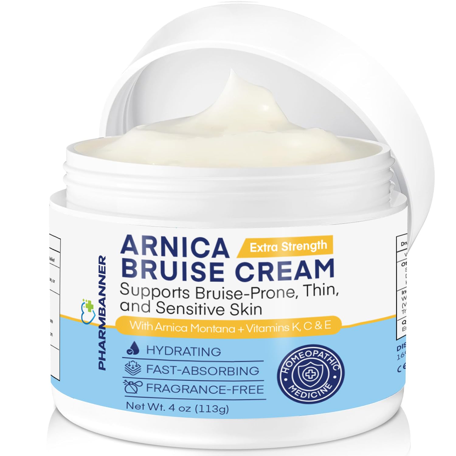 PHARMBANNER Arnica Bruise Cream bottle showing fast-acting relief for bruising.