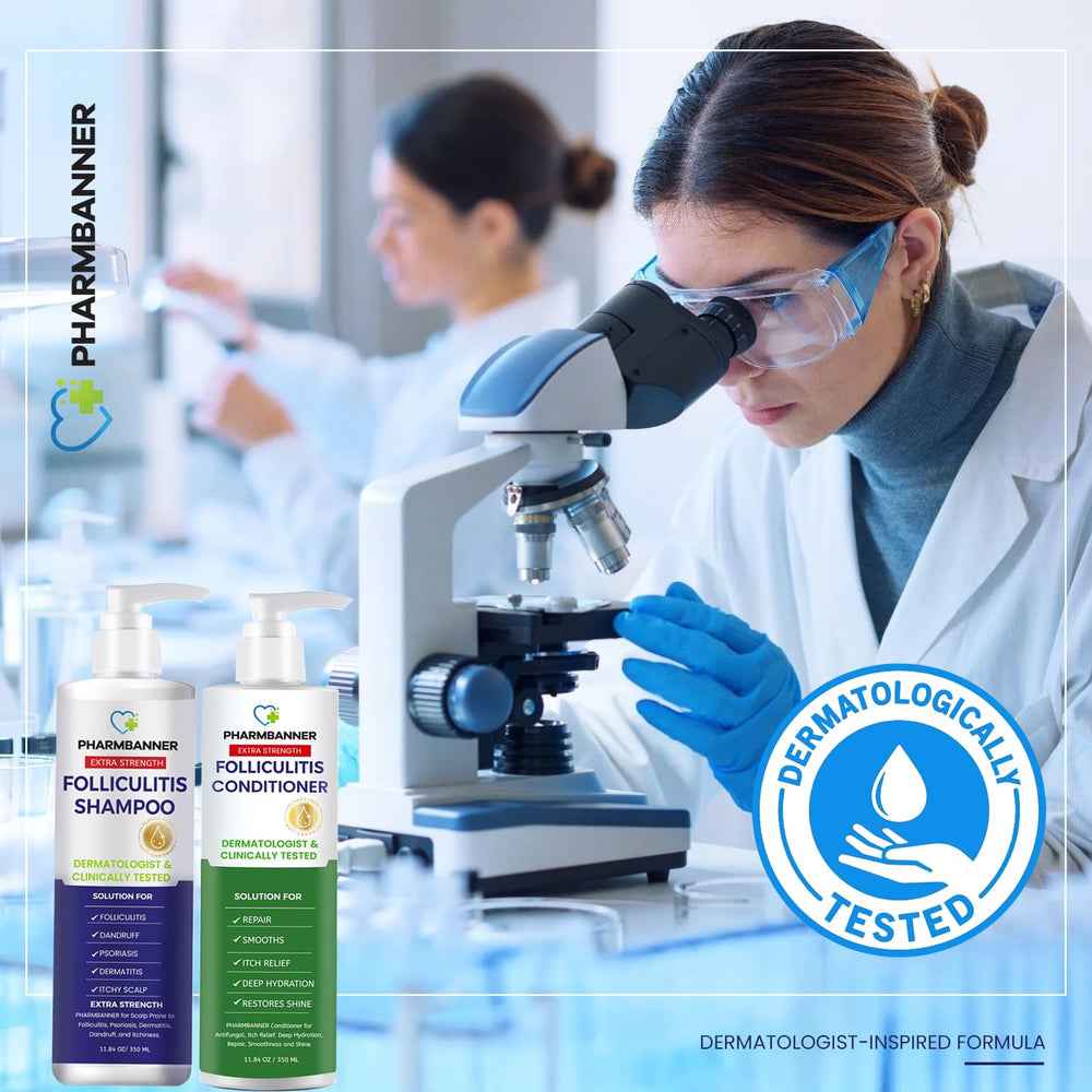 PHARMBANNER duo-pack image showcases complete scalp care solution for healthy-looking hair.
