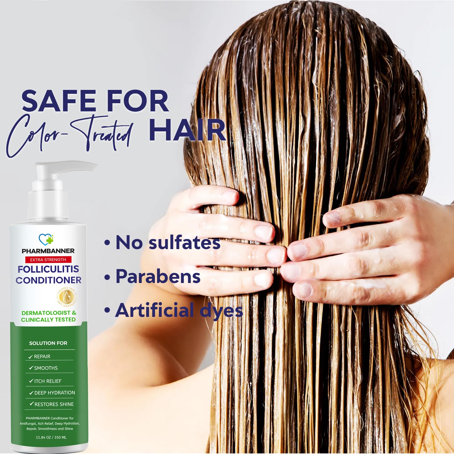 PHARMBANNER Folliculitis Conditioner collagen maca extract ingredient shot for vitality.