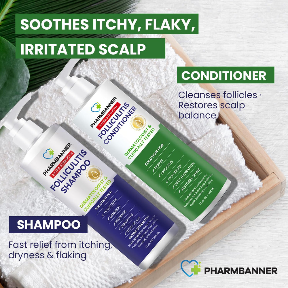 PHARMBANNER hair-lather demonstration shows gentle cleansing for sensitive scalps.