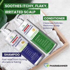 PHARMBANNER hair-lather demonstration shows gentle cleansing for sensitive scalps.