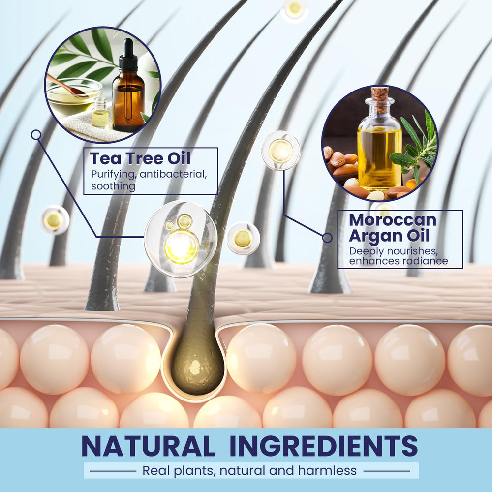 PHARMBANNER scalp-relief closeup suggests soothing, long-term hair comfort.