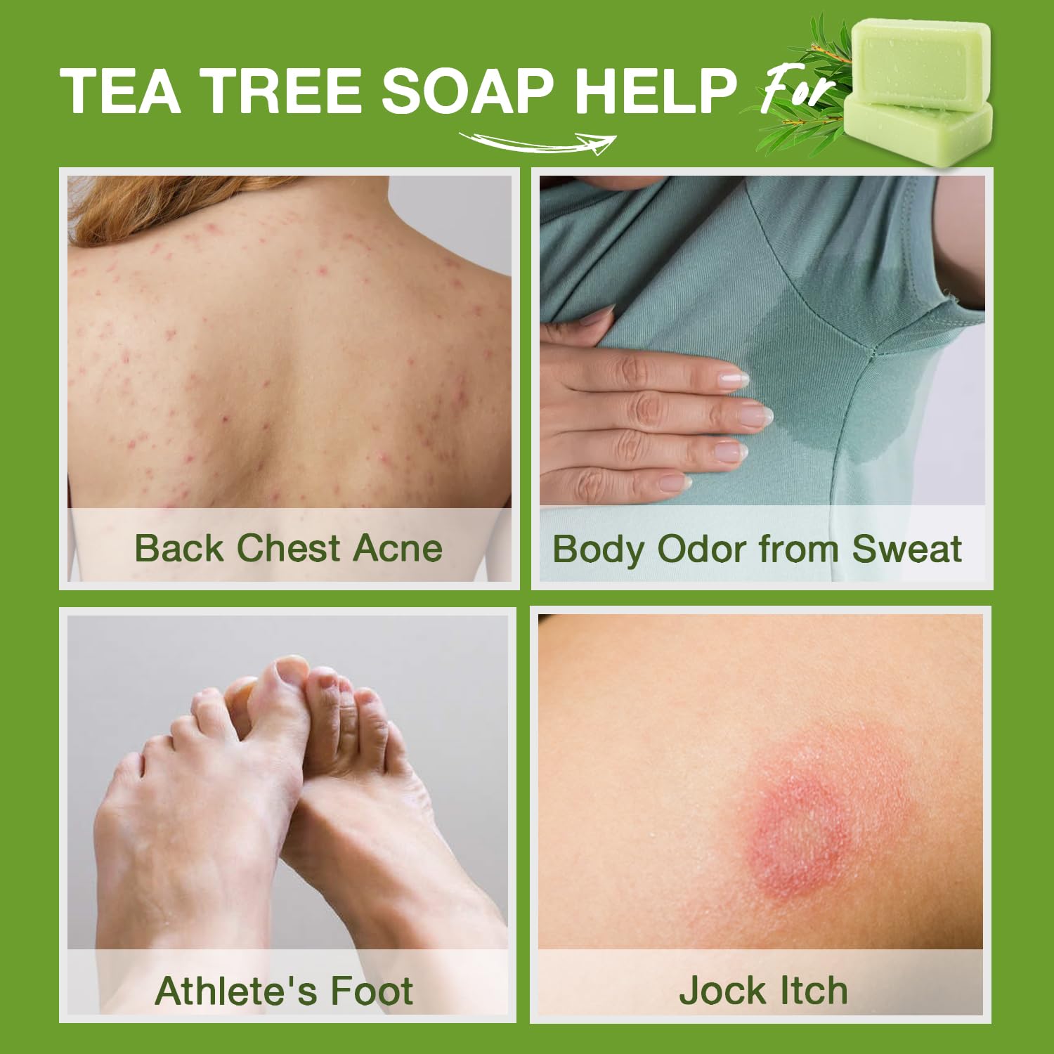 PHARMBANNER Tea Tree Antifungal Soap Bar for face and body use