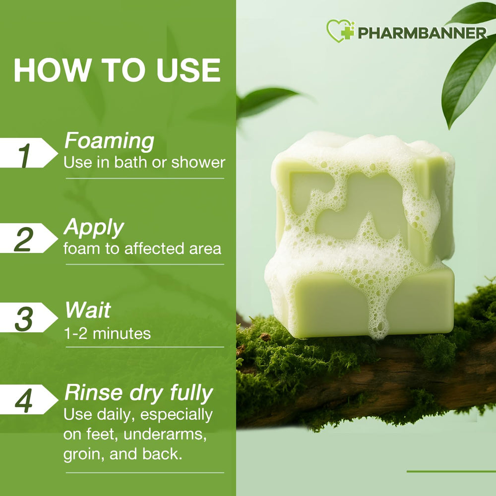PHARMBANNER Tea Tree Antifungal Soap Bar for feet and groin care