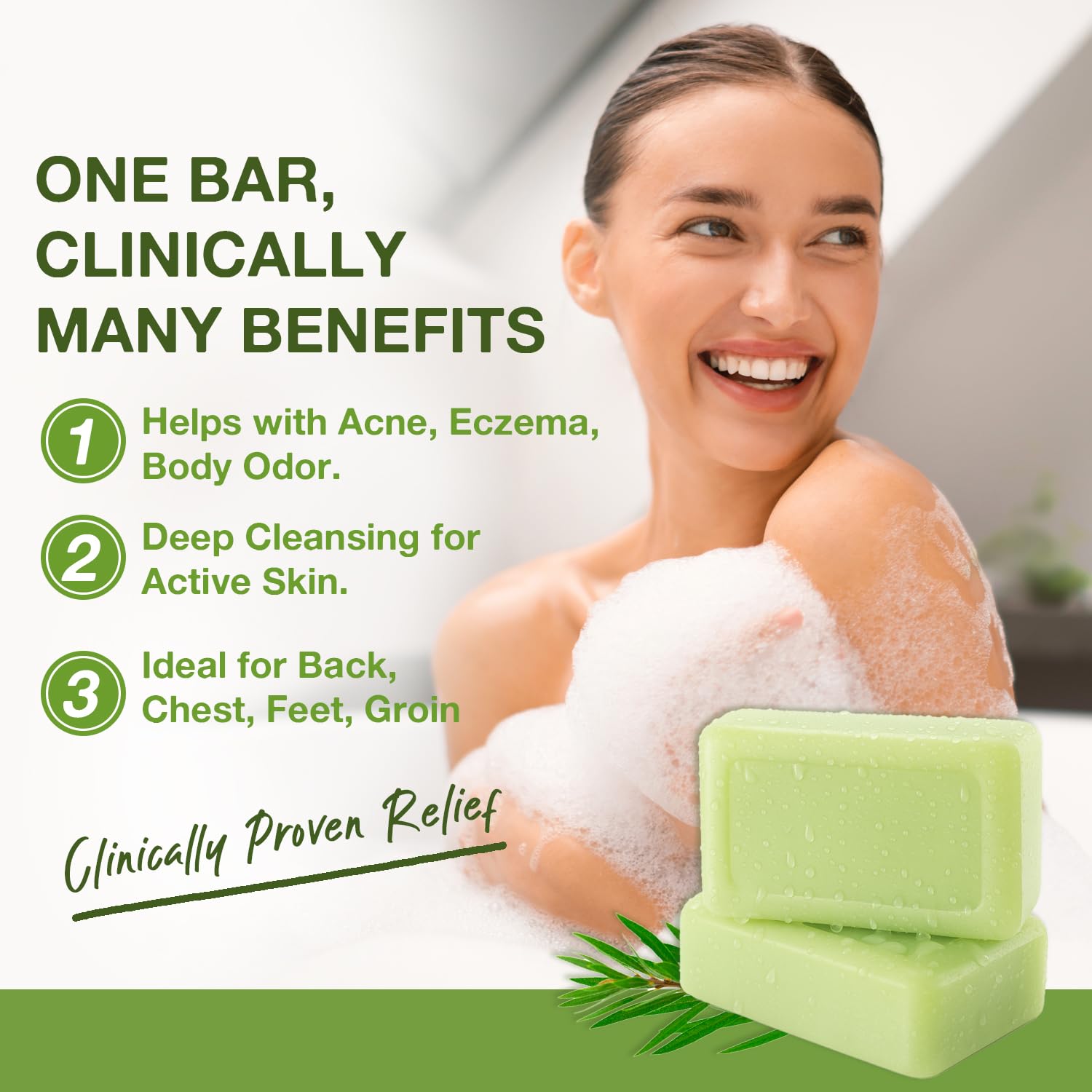 PHARMBANNER Tea Tree Antifungal Soap Bar rich lather close-up