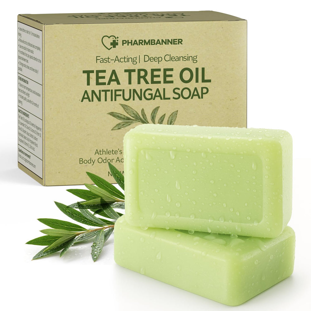 PHARMBANNER Tea Tree Antifungal Soap Bar packaging details