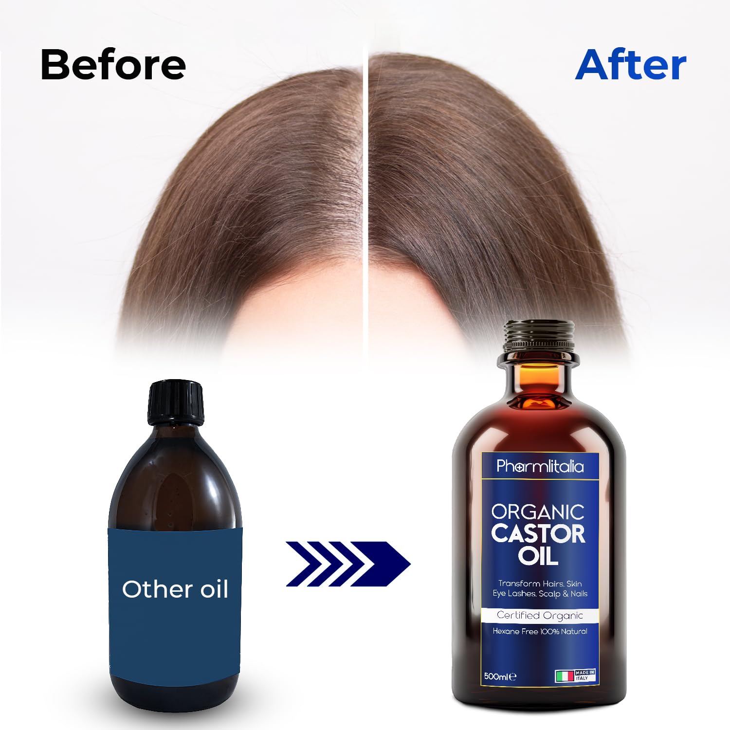 Pharmlitalia castor oil for eyelashes enhances conditioning.
