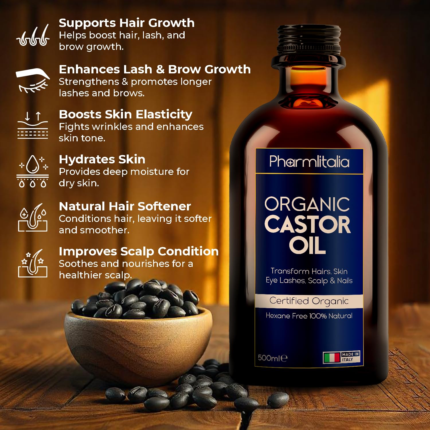 Pharmlitalia castor oil for hair growth explores follicle moisture.