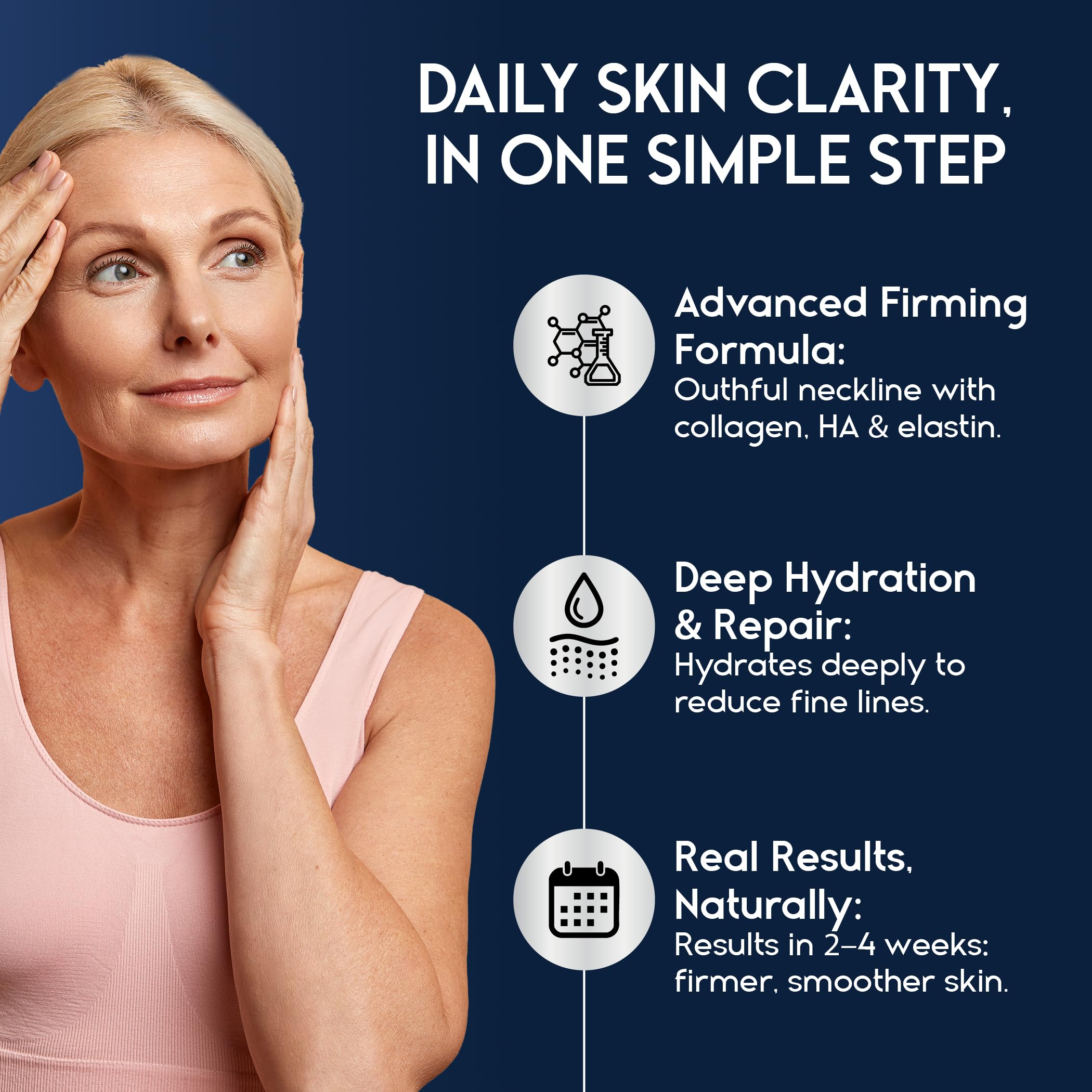 Pharmlitalia collagen-hyaluronic-acid-boost graphic suggests plump, firmer skin
