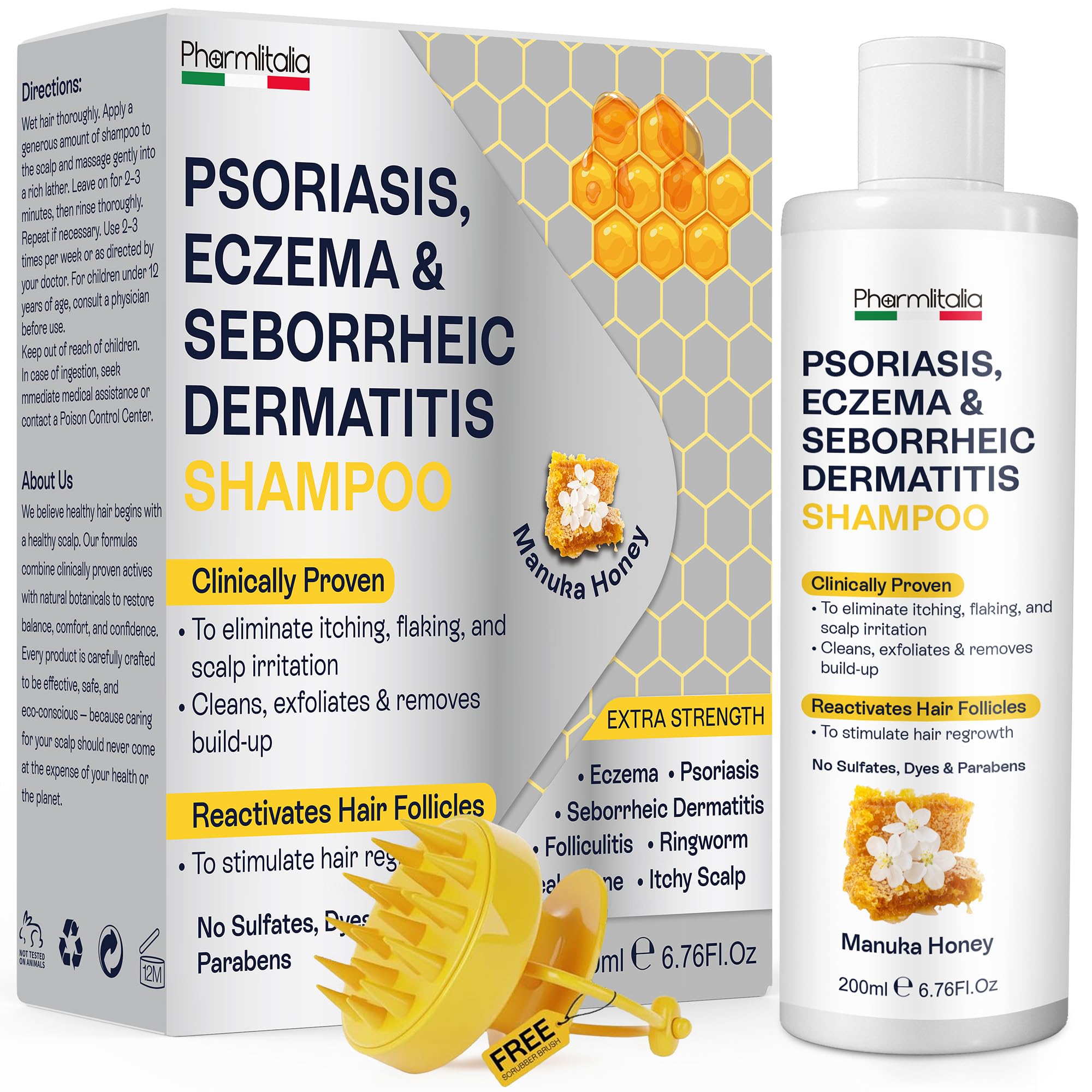 Pharmlitalia psoriasis shampoo bottle for gentle cleansing and itch relief