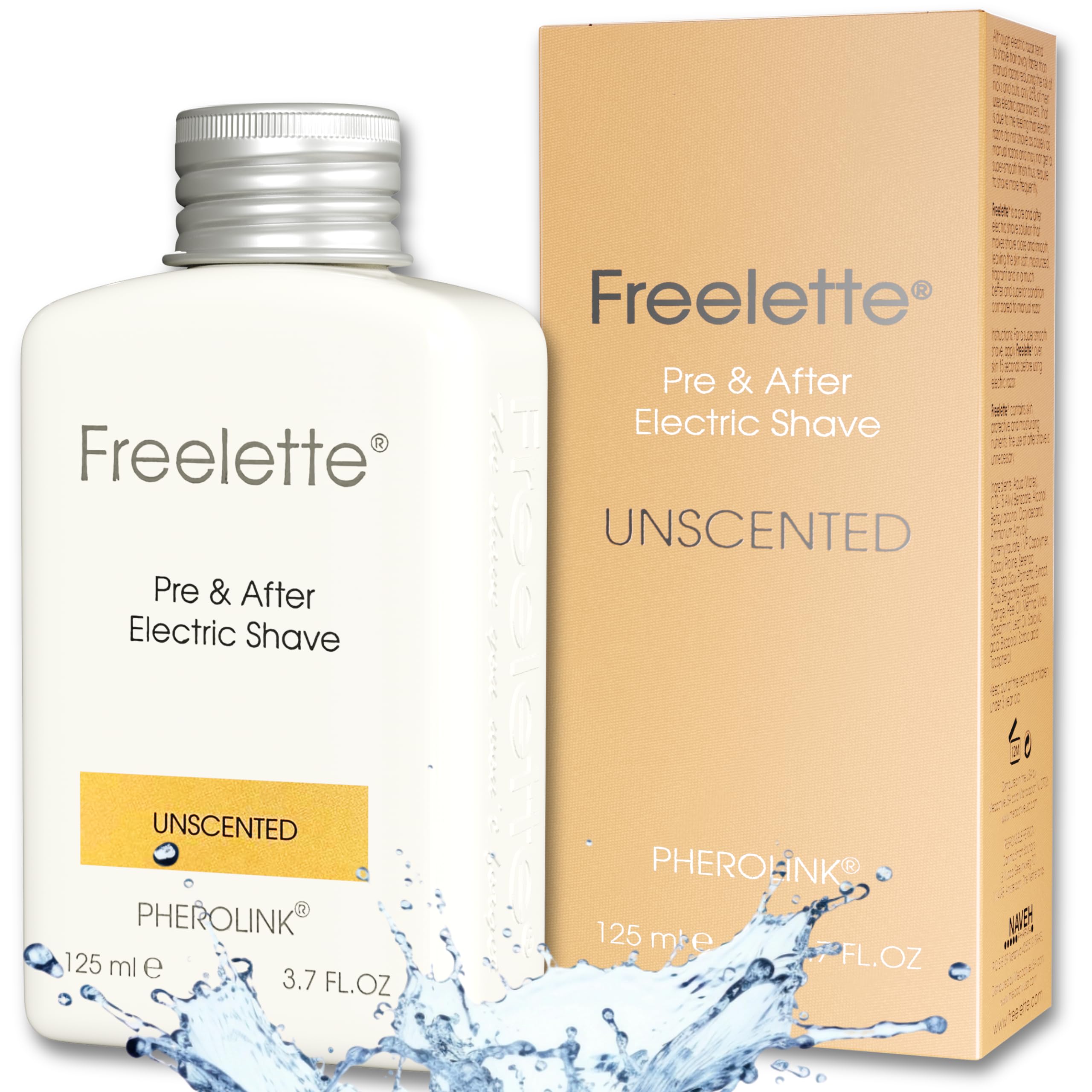 Pherolink Freelette shave lotion bottle front for smooth, irritation-free prep