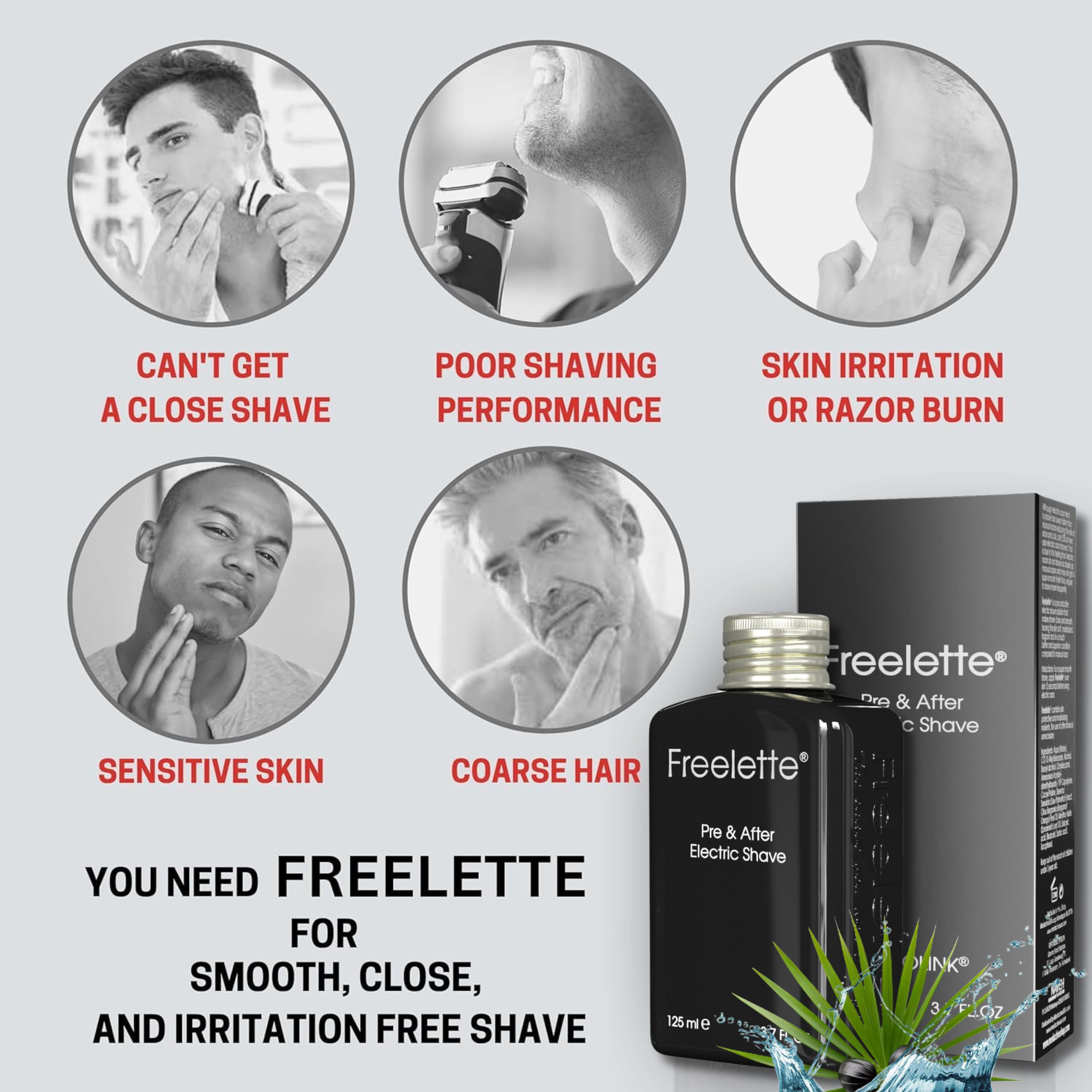 Pherolink Freelette Original bottle highlights Saw Palmetto ingredients for soothing skin.