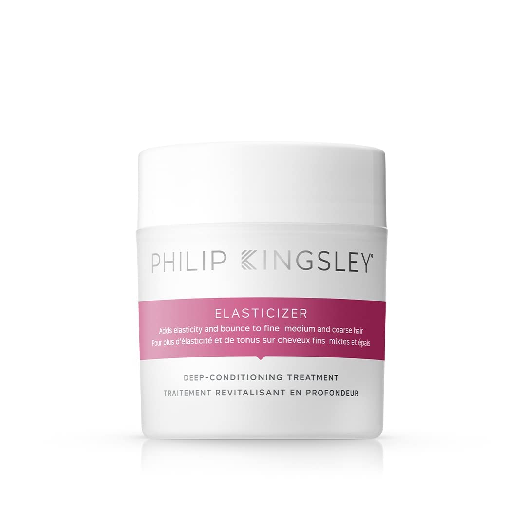 PHILIP KINGSLEY Elasticizer bottle close-up highlighting deep hydration for all hair types.