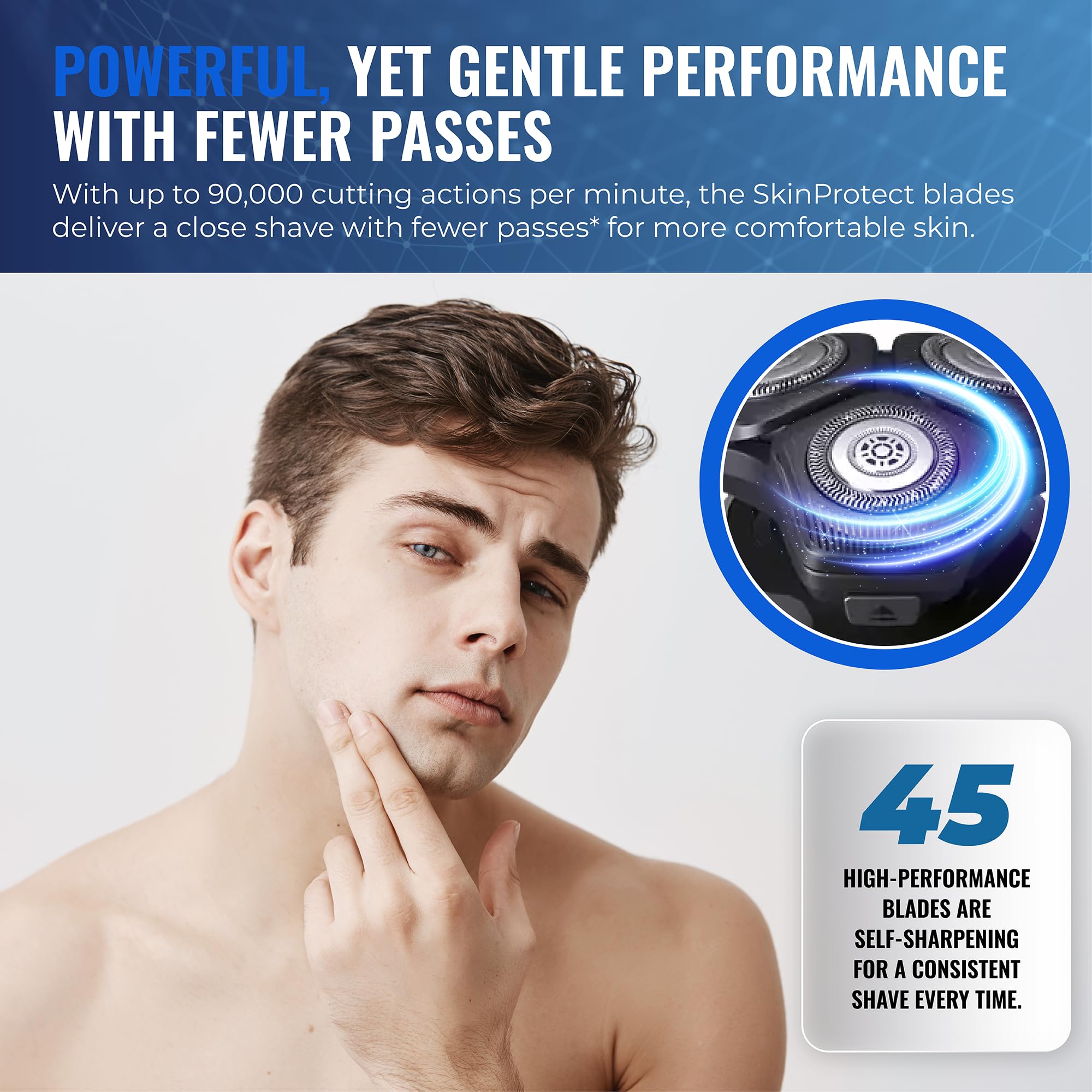 Philips dry/wet shave in shower with gel or foam.