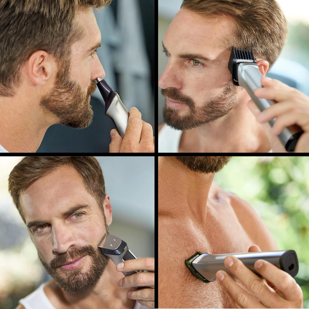 Philips Multi Groomer 8000 Series attachments array enables versatile trims