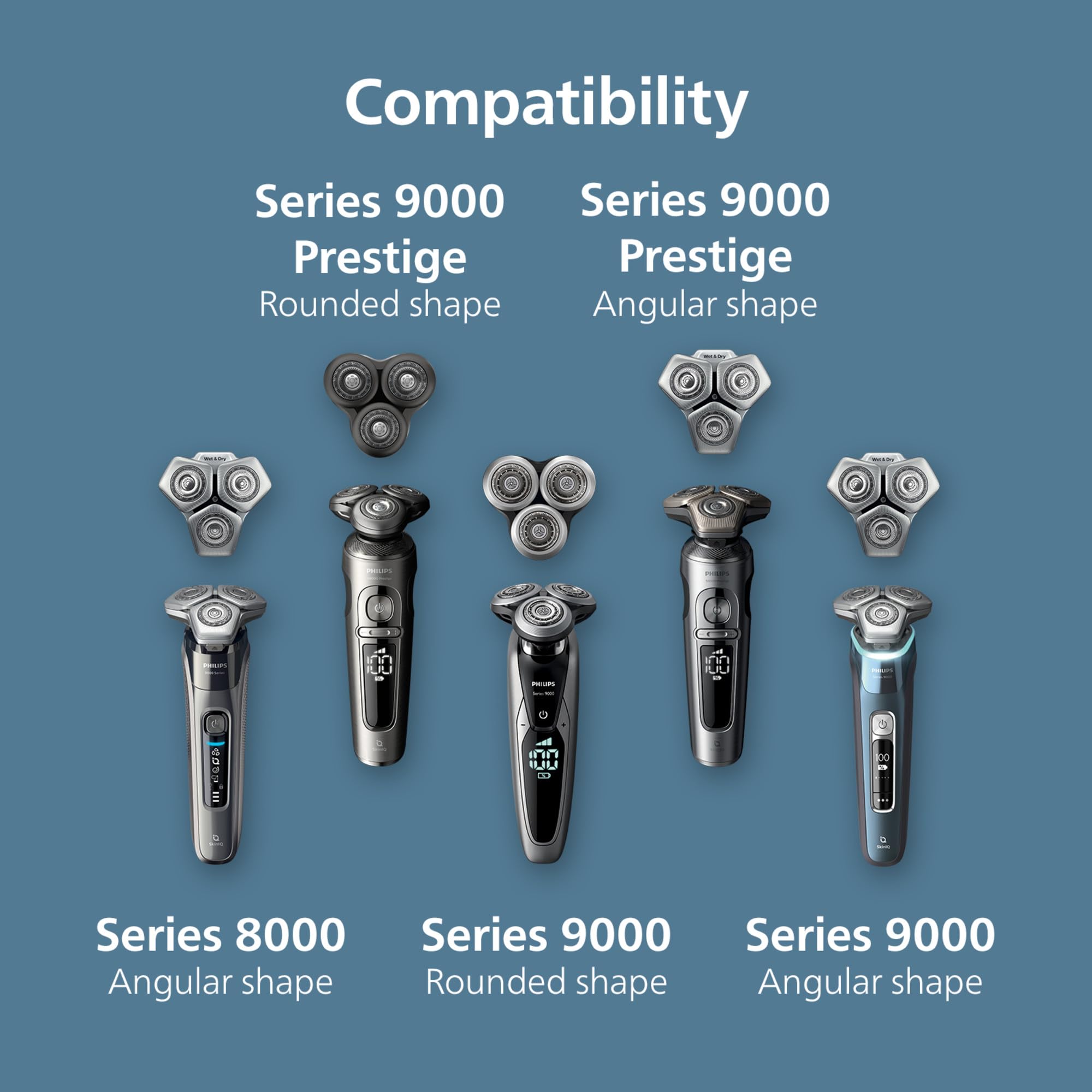 Philips Norelco compatibility series S9000 close-up demonstrates easy pairing with S9000 shavers