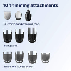 Philips Norelco MG3750 hair guards attached for customizable length options