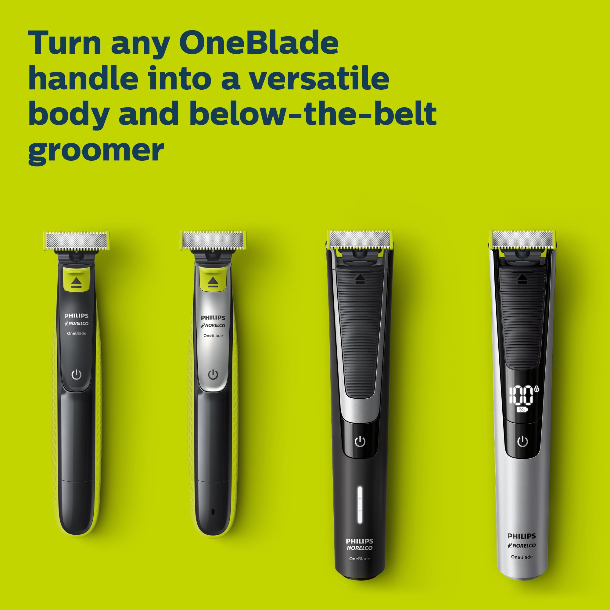Norelco OneBlade blade lifespan graphic indicating four-month life.