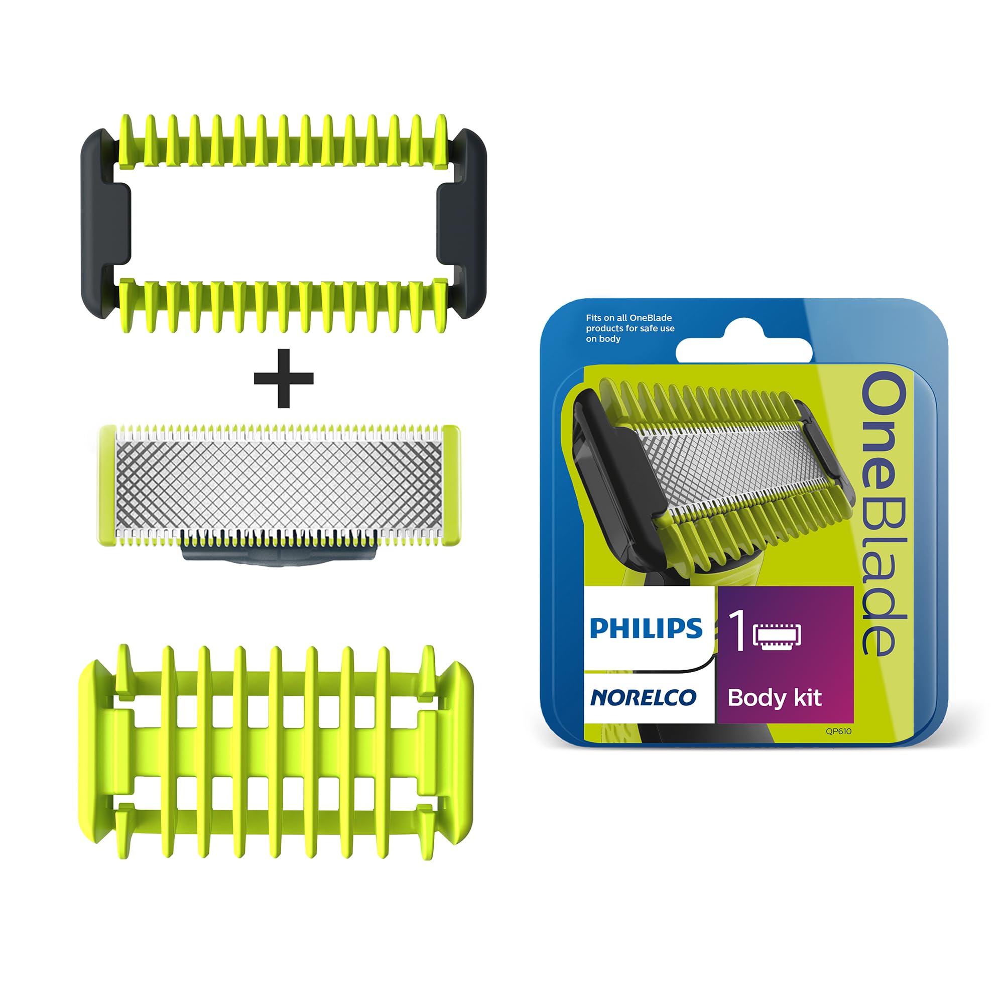 Philips Norelco OneBlade replacement blade body kit—blade and guard for precise grooming.