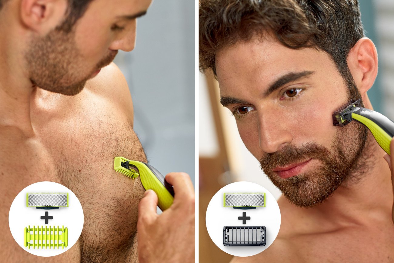 Philips Norelco OneBlade skin guard on body for extra protection