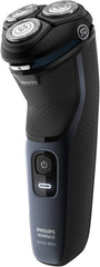 Philips Norelco Series 3000 shaver in wet/dry use for versatile grooming.