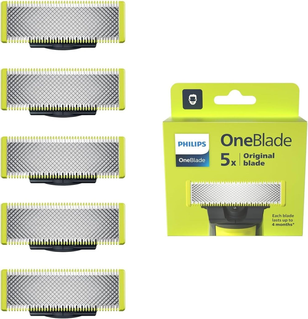 Philips OneBlade replacement blades stainless steel for long-lasting, versatile shaving across wet or dry use.