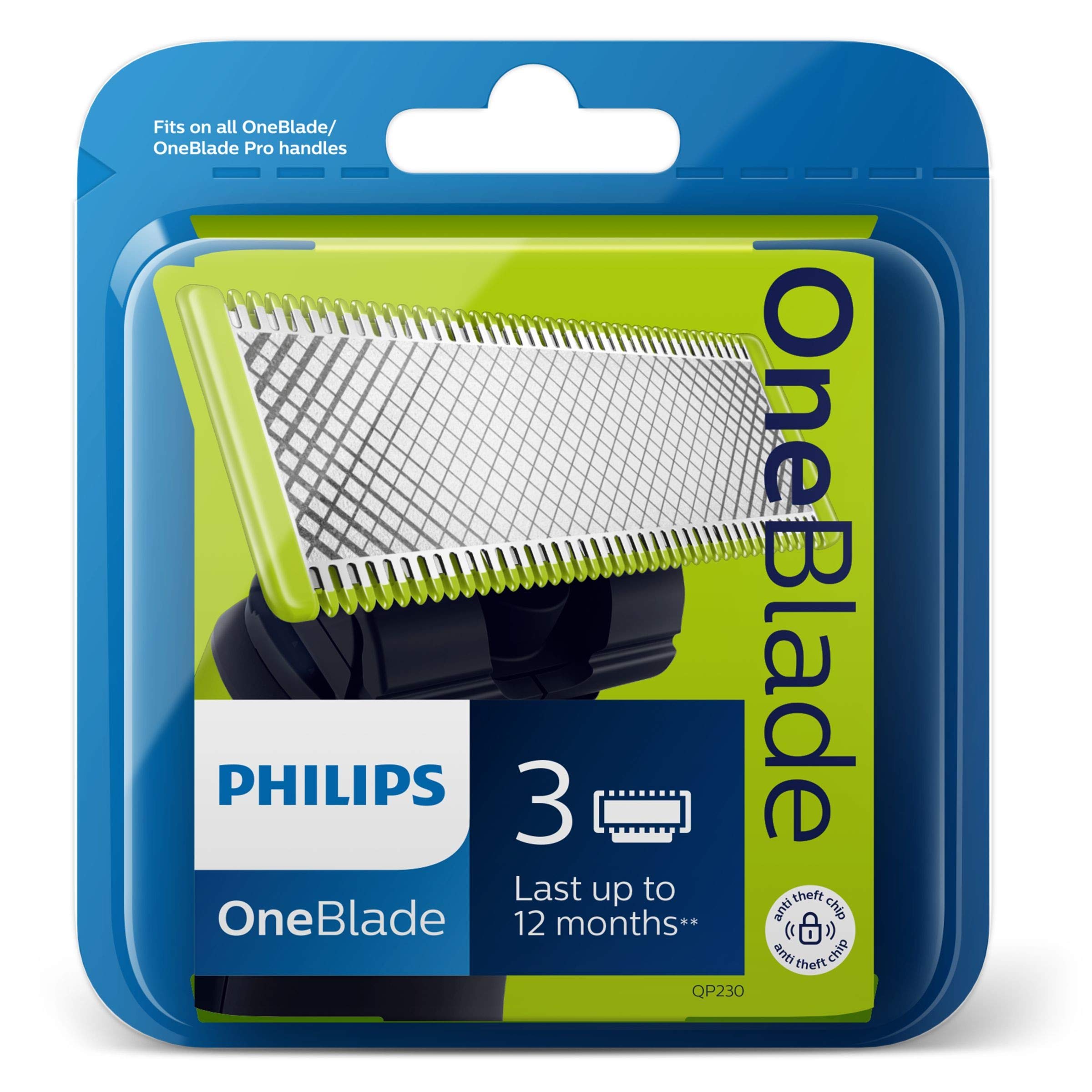 Philips OneBlade Pro head close-up highlighting precise cutting action for stubble