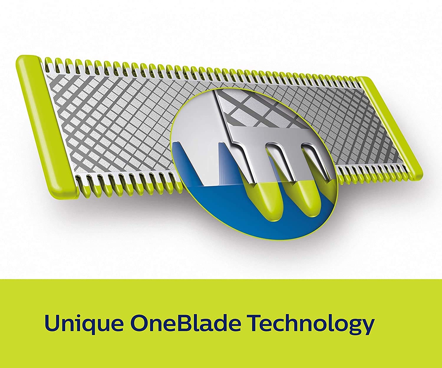 Philips OneBlade replacement blade durable steel highlighting longevity