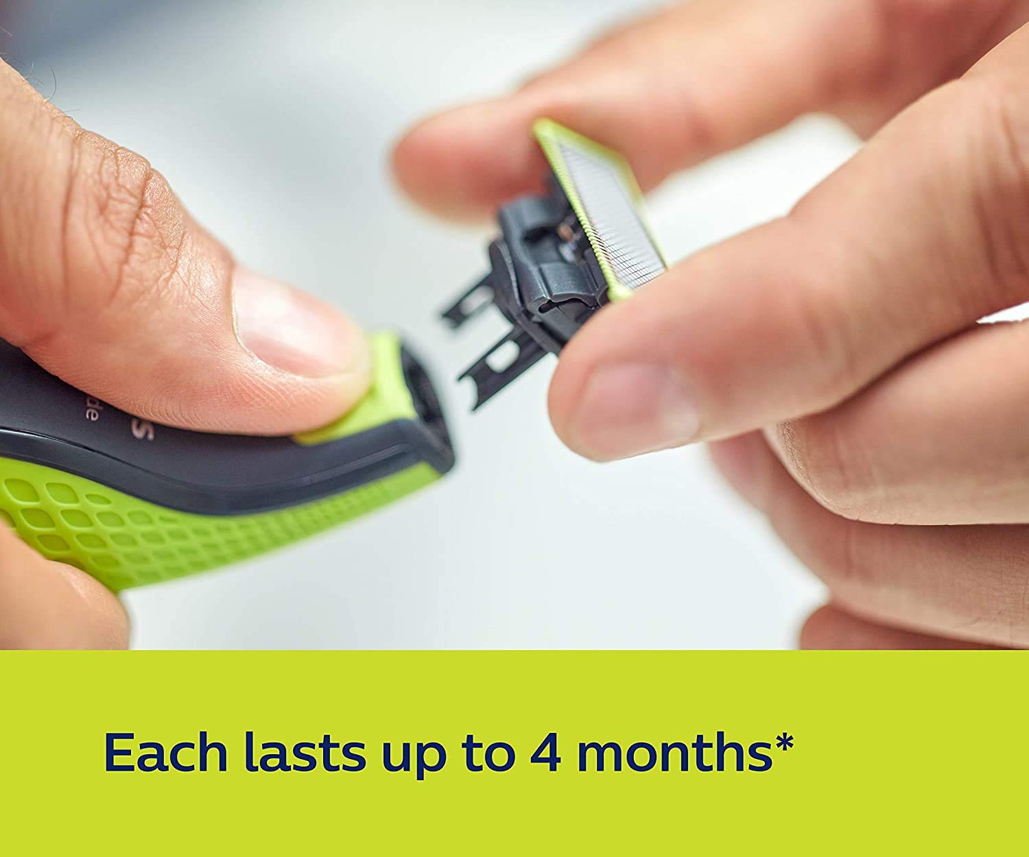 Philips OneBlade replacement blade indicates up to four months of use