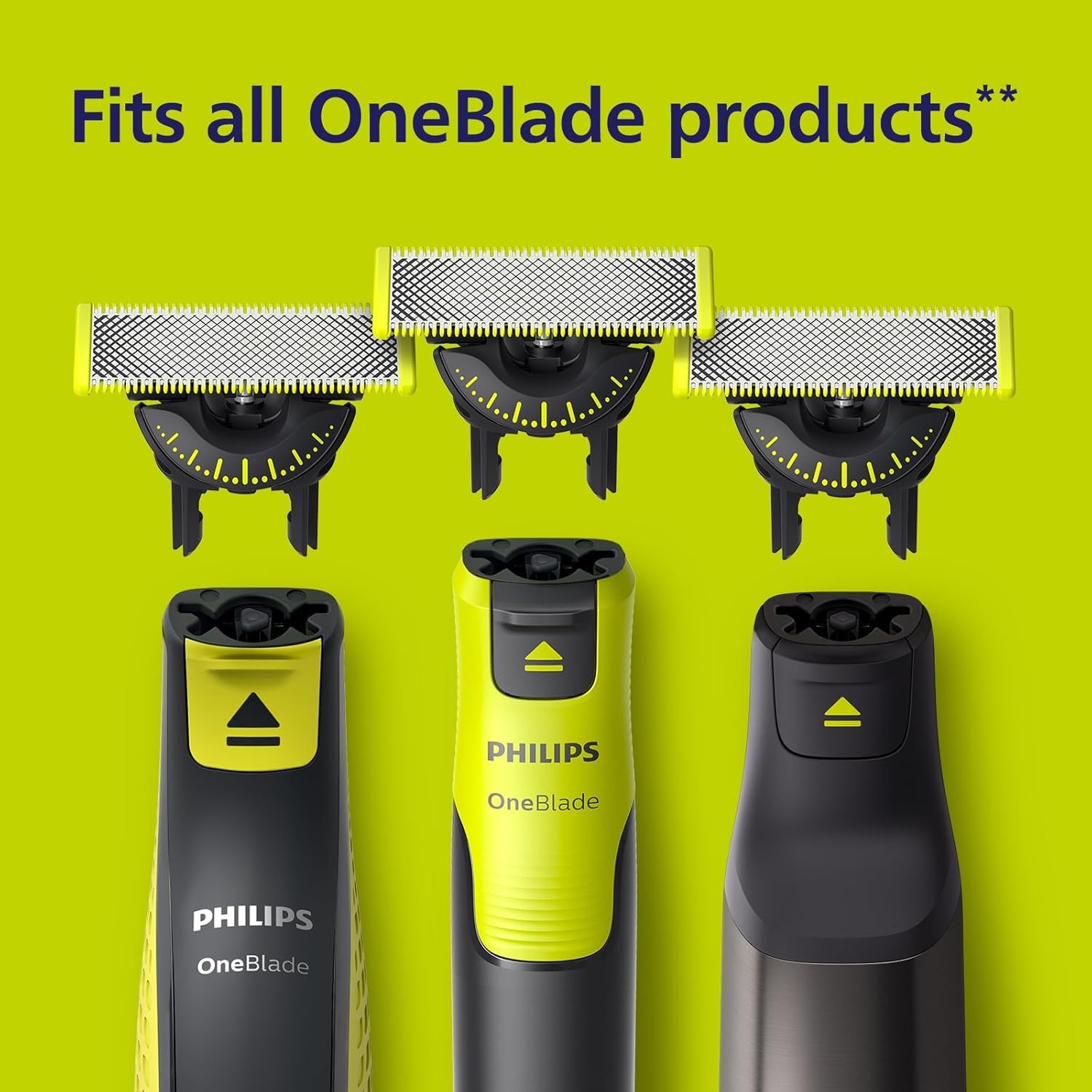 Philips OneBlade X2 360 dual-way blade easy replacement for fast grooming setup.