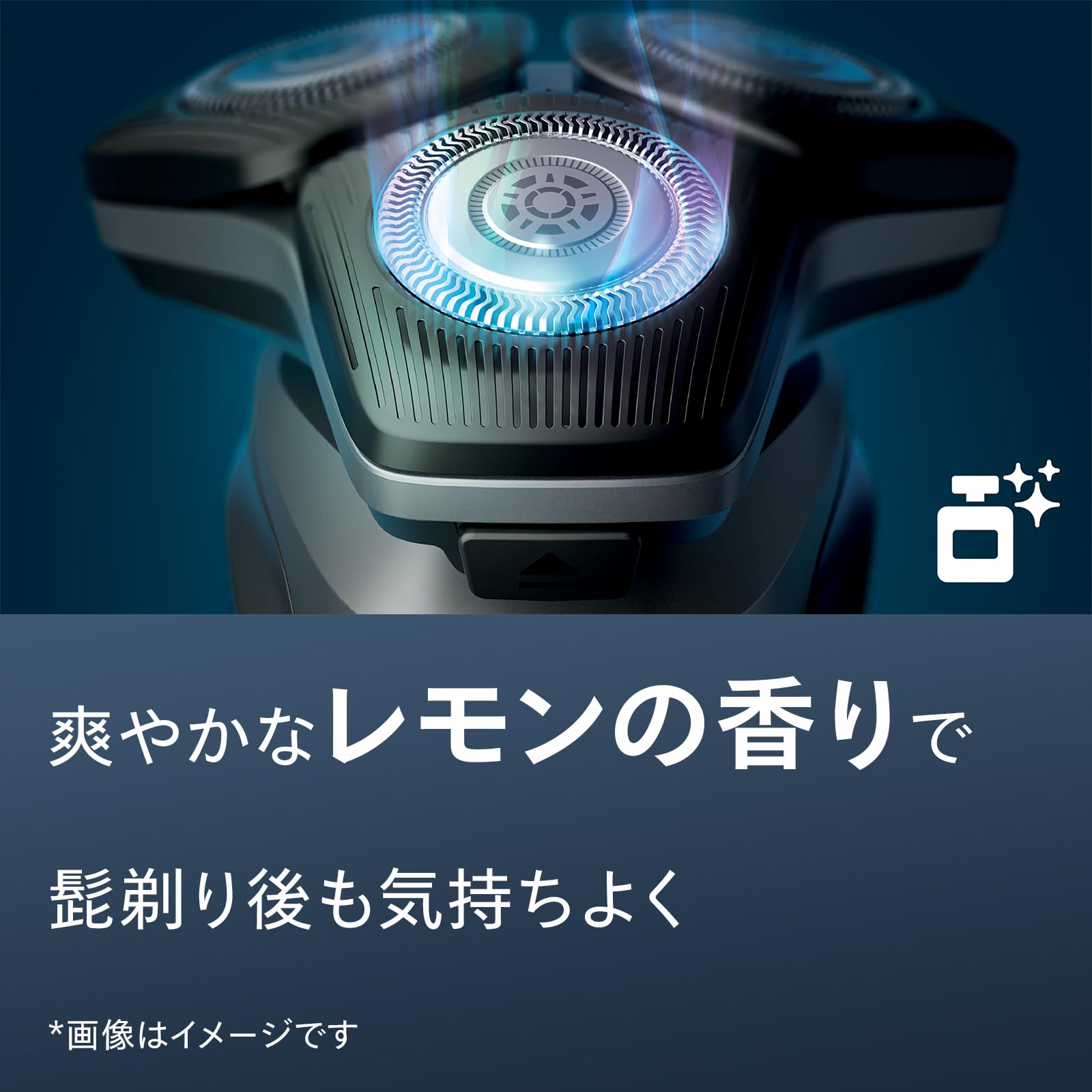 Philips quick-clean-pods usage scene showing effortless bottle insertion and shaver cleaning