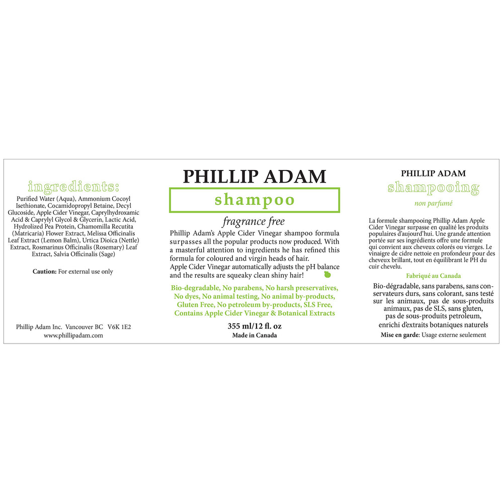 Phillip Adam fragrance-free conditioner bottle highlighting smooth, frizz-free results.