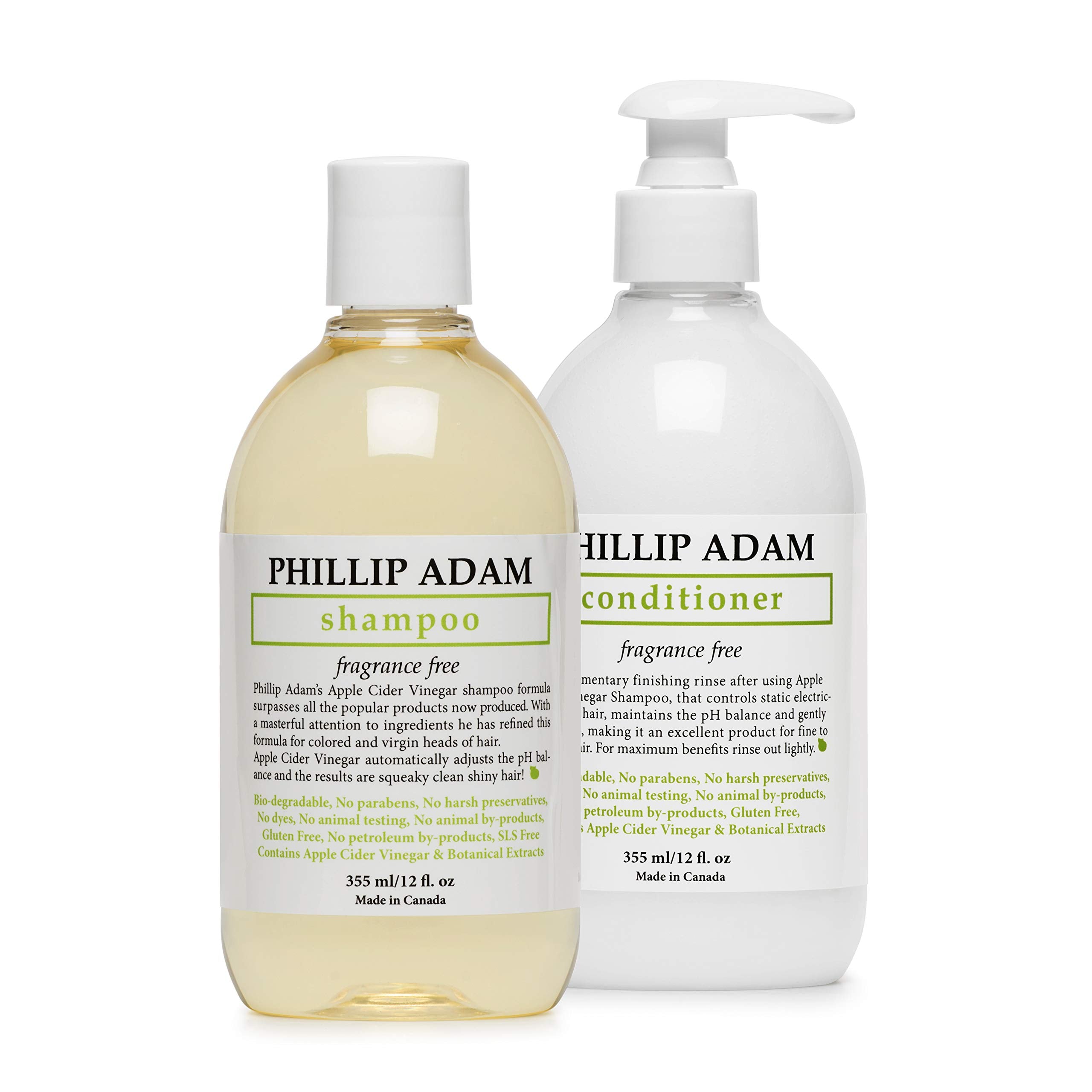 Phillip Adam fragrance-free shampoo bottle showing pH-balanced cleansing for sensitive scalps.