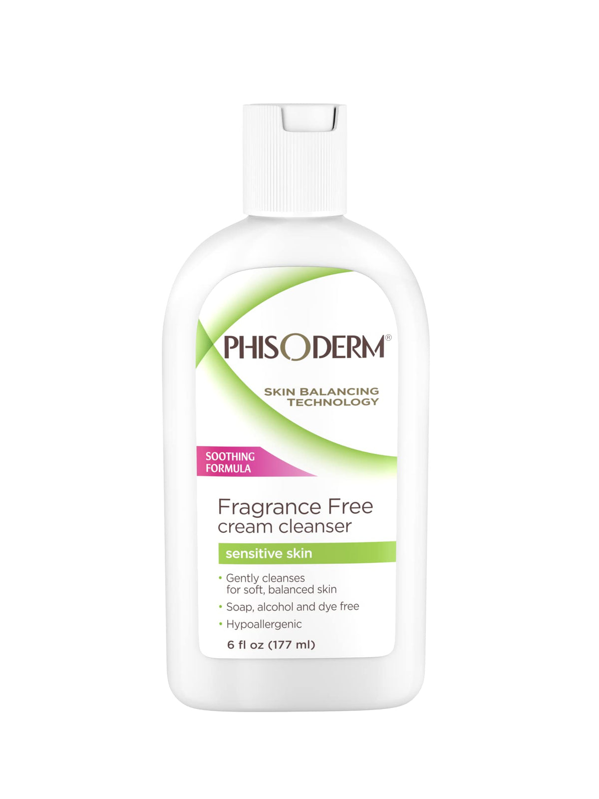Phisoderm fragrance-free cream cleanser bottle for gentle daily cleansing on sensitive skin.