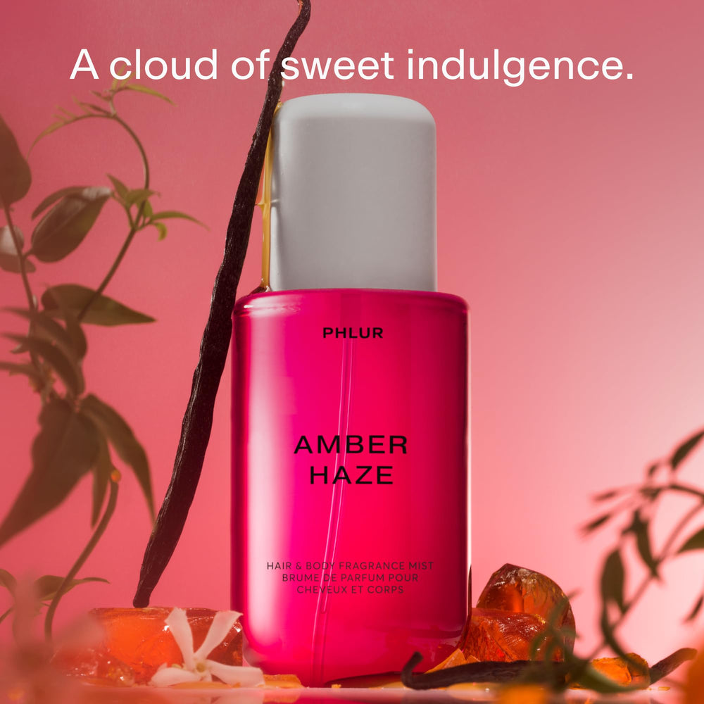 PHLUR Amber Haze spray delivers a fine mist for skin.