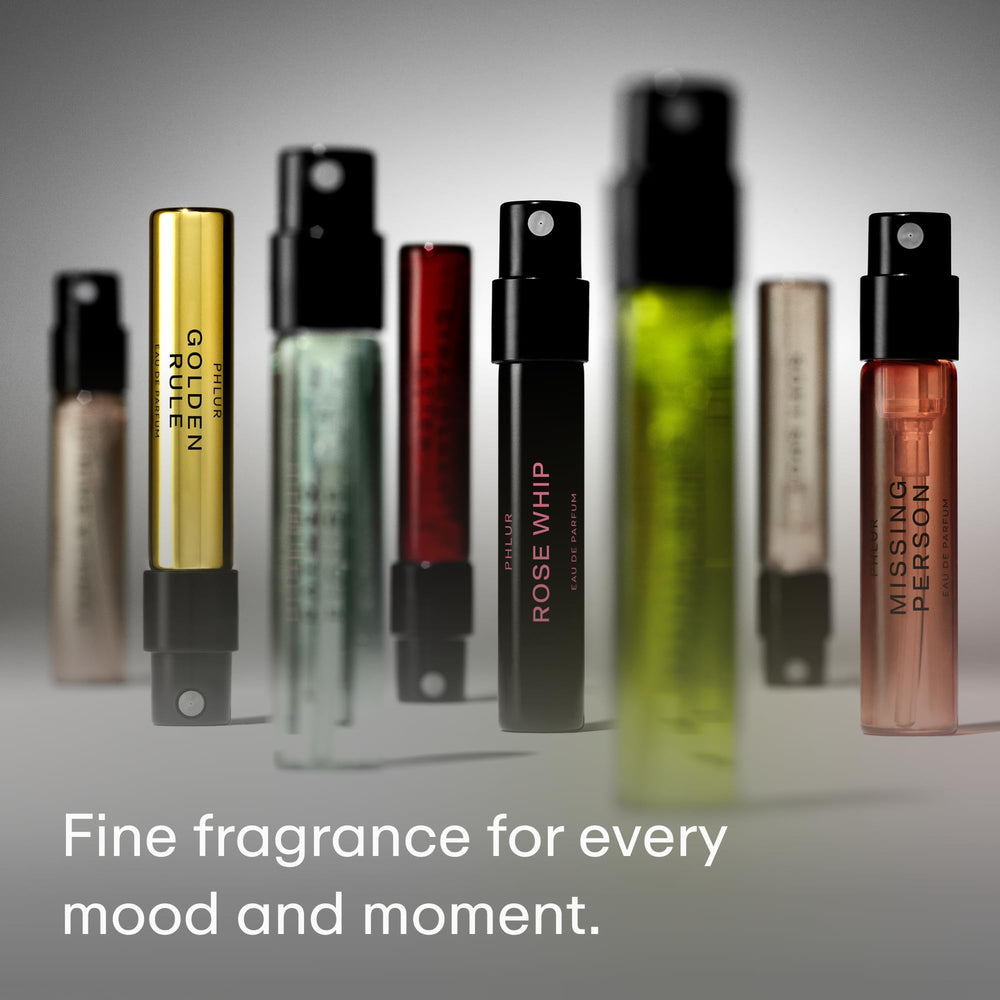 PHLUR Golden Rule 2mL vial—sample a modern, balanced fragrance for office or evening