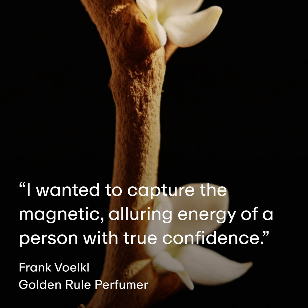 PHLUR Golden Rule base notes deliver warm sandalwood and vanilla cream.