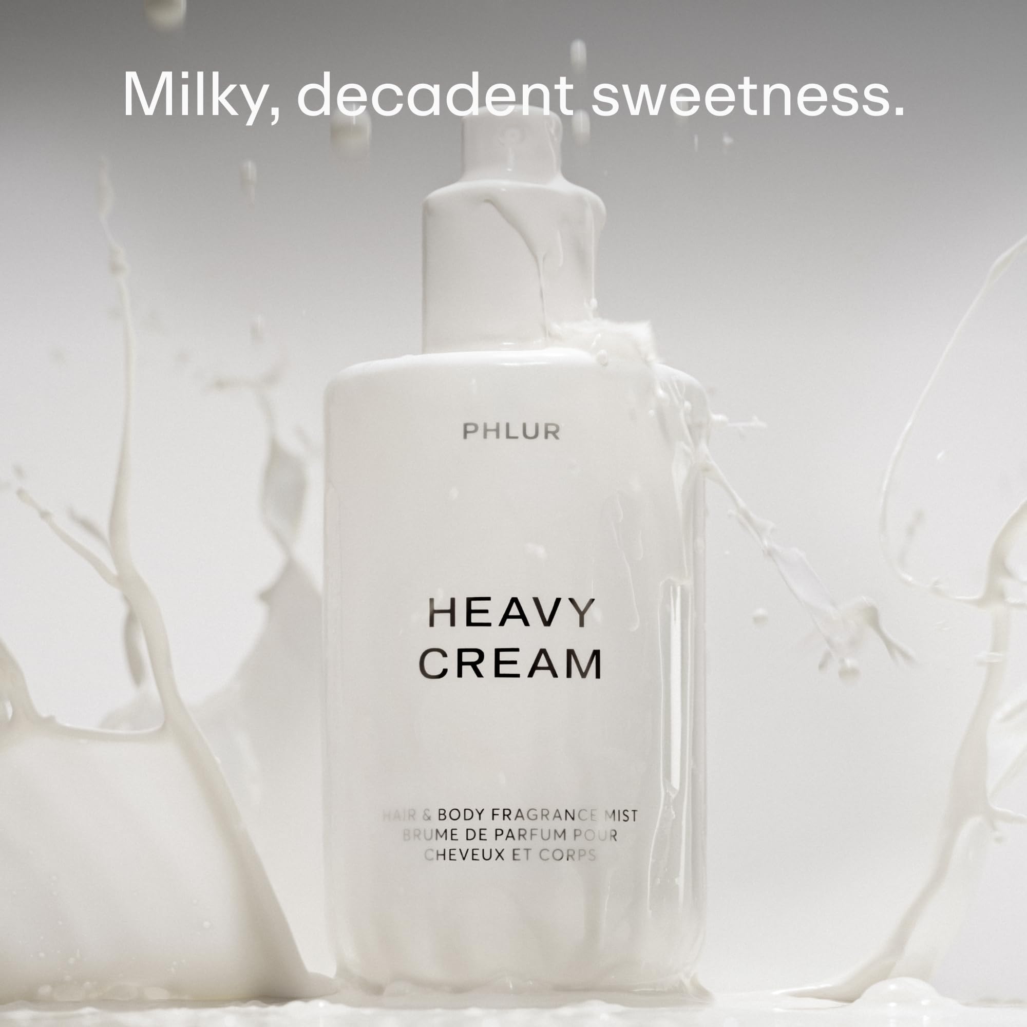 PHLUR Heavy Cream fragrance notes display top, heart, base for a gourmand aroma
