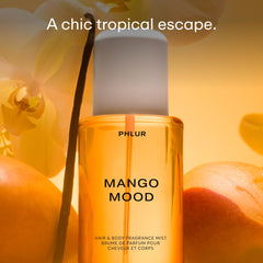 PHLUR Mango Mood bottle back view showing clean design and ingredient transparency